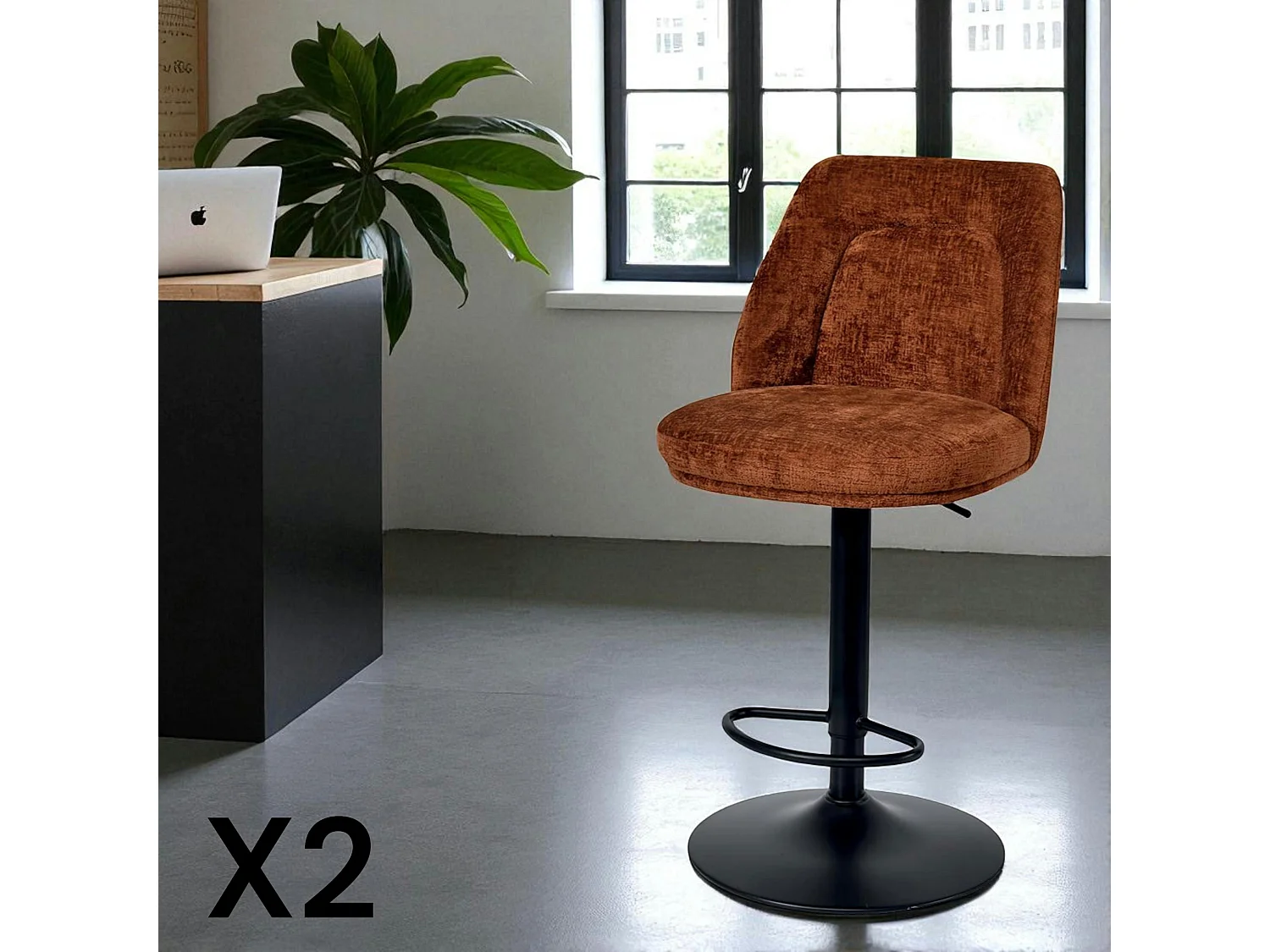 Tabouret bar réglable rouille avec dossier (lot de 2) IENA