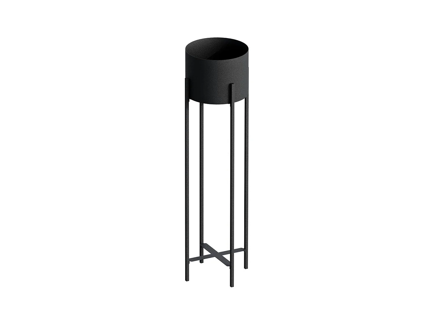 Cache-pot sur pied en métal noir – style moderne, 78 cm