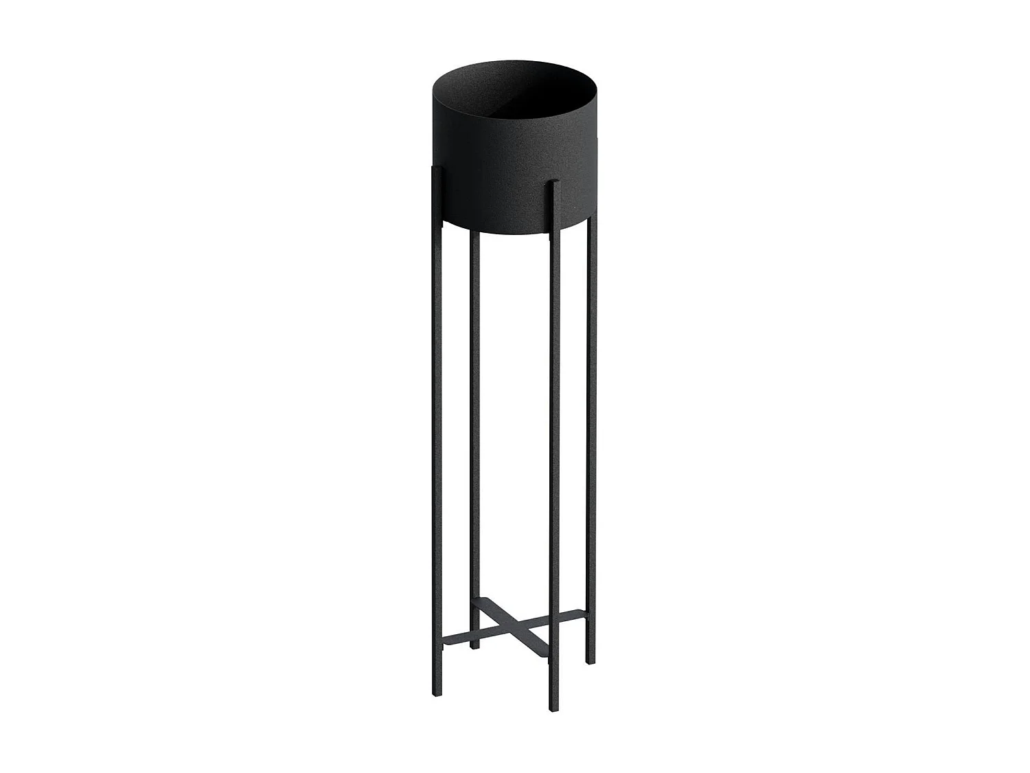 Cache-pot sur pied en métal noir – style moderne, 78 cm