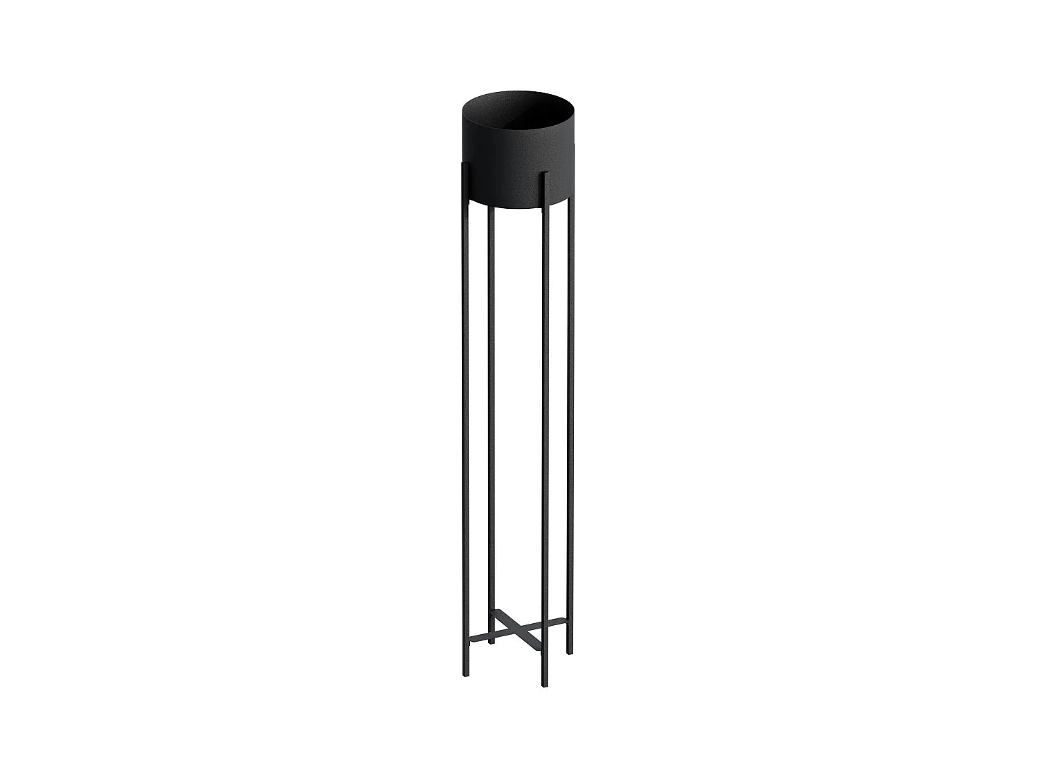 Cache-pot sur pied en métal noir – style moderne, 108 cm