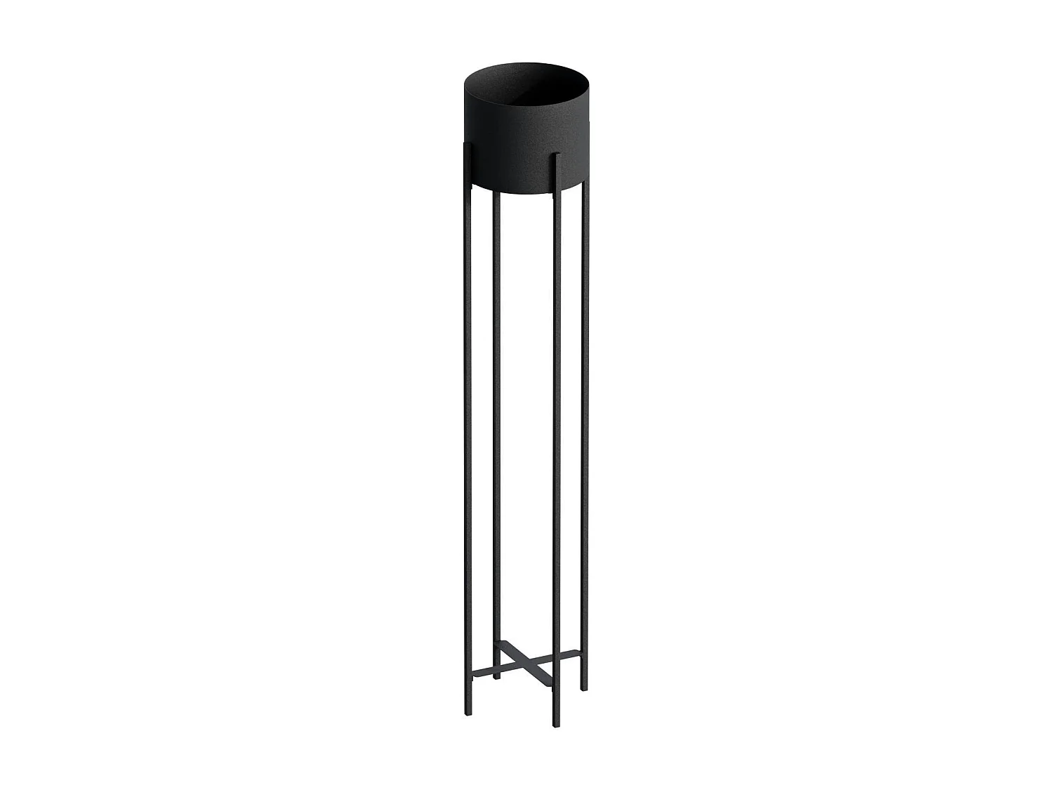 Cache-pot sur pied en métal noir – style moderne, 108 cm