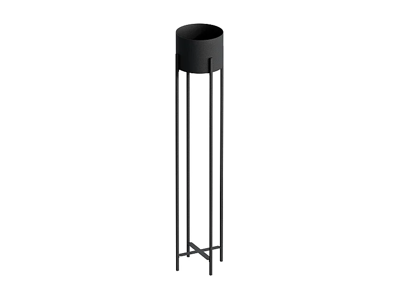 Cache-pot sur pied en métal noir – style moderne, 108 cm
