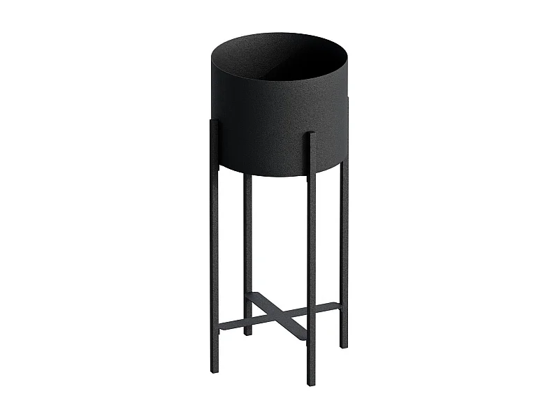 Cache-pot sur pied en métal noir – style moderne