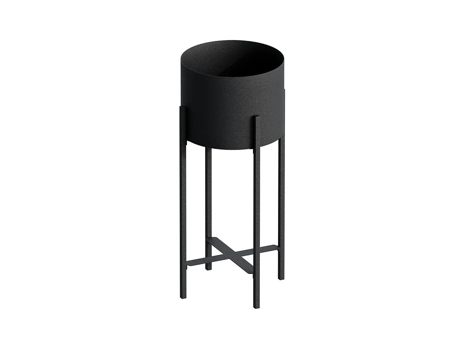 Cache-pot sur pied en métal noir – style moderne