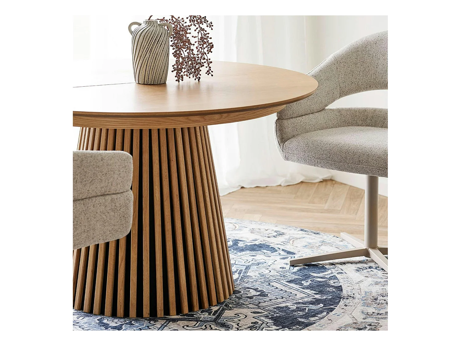 Tapis rond bleu style vintage ø200 cm FEZ