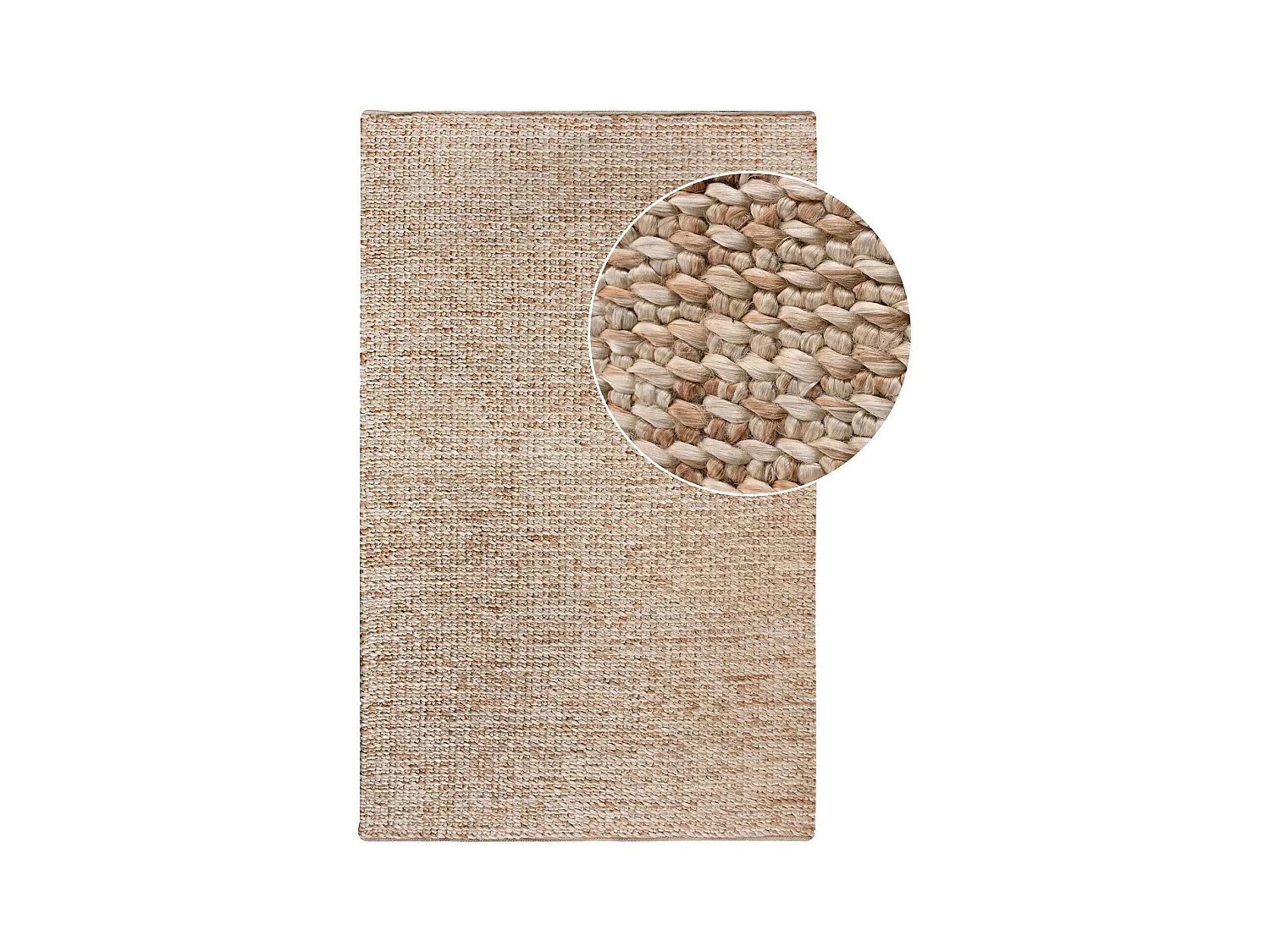 Tapis bohème rectangulaire en jute et coton tressé main 200x300 cm FEZ