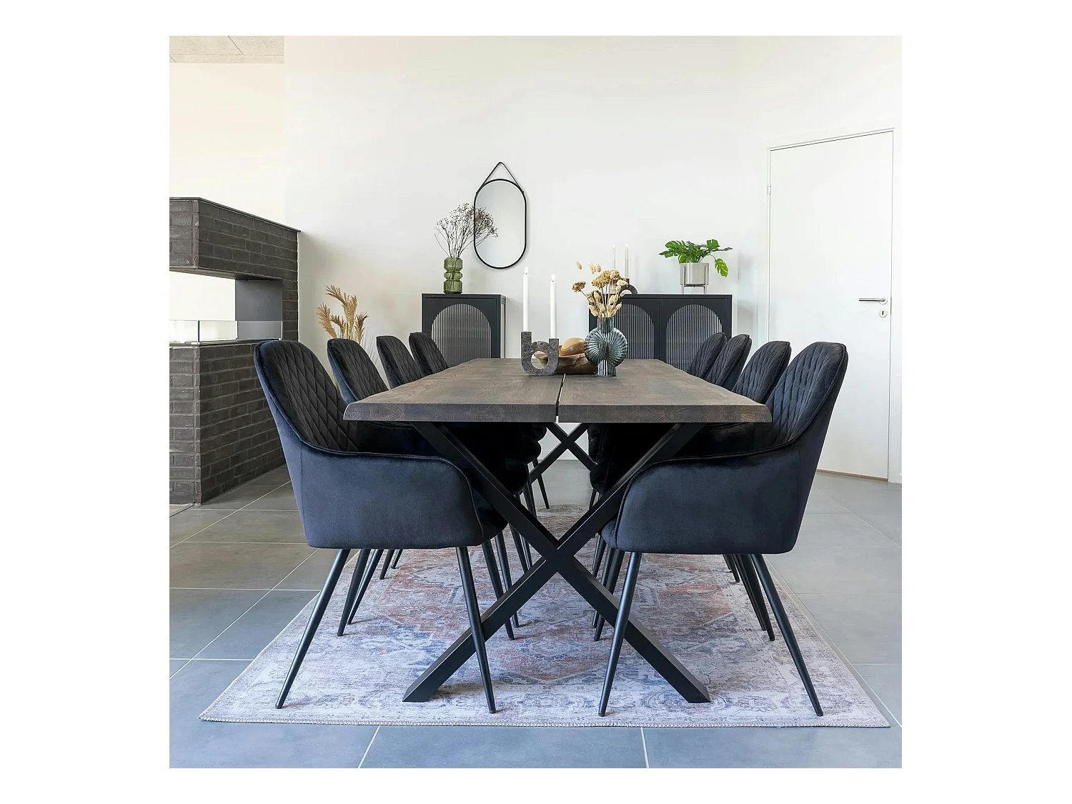 Tapis vintage orange et bleu à motifs traditionnels 200x300 cm FEZ