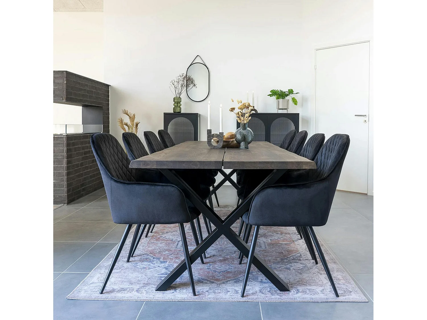 Tapis vintage orange et bleu à motifs traditionnels 200x300 cm FEZ