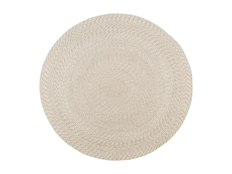 Tapis rond d’extérieur en plastique recyclé  Ø120 cm - teinte sable MENDOZA