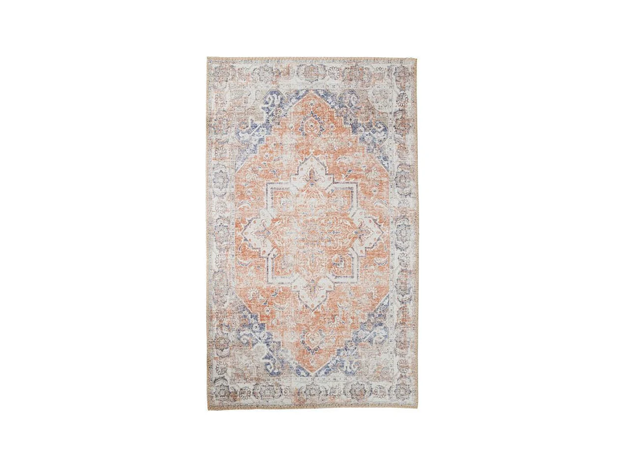 Tapis vintage orange et bleu à motifs traditionnels 160x230 cm FEZ