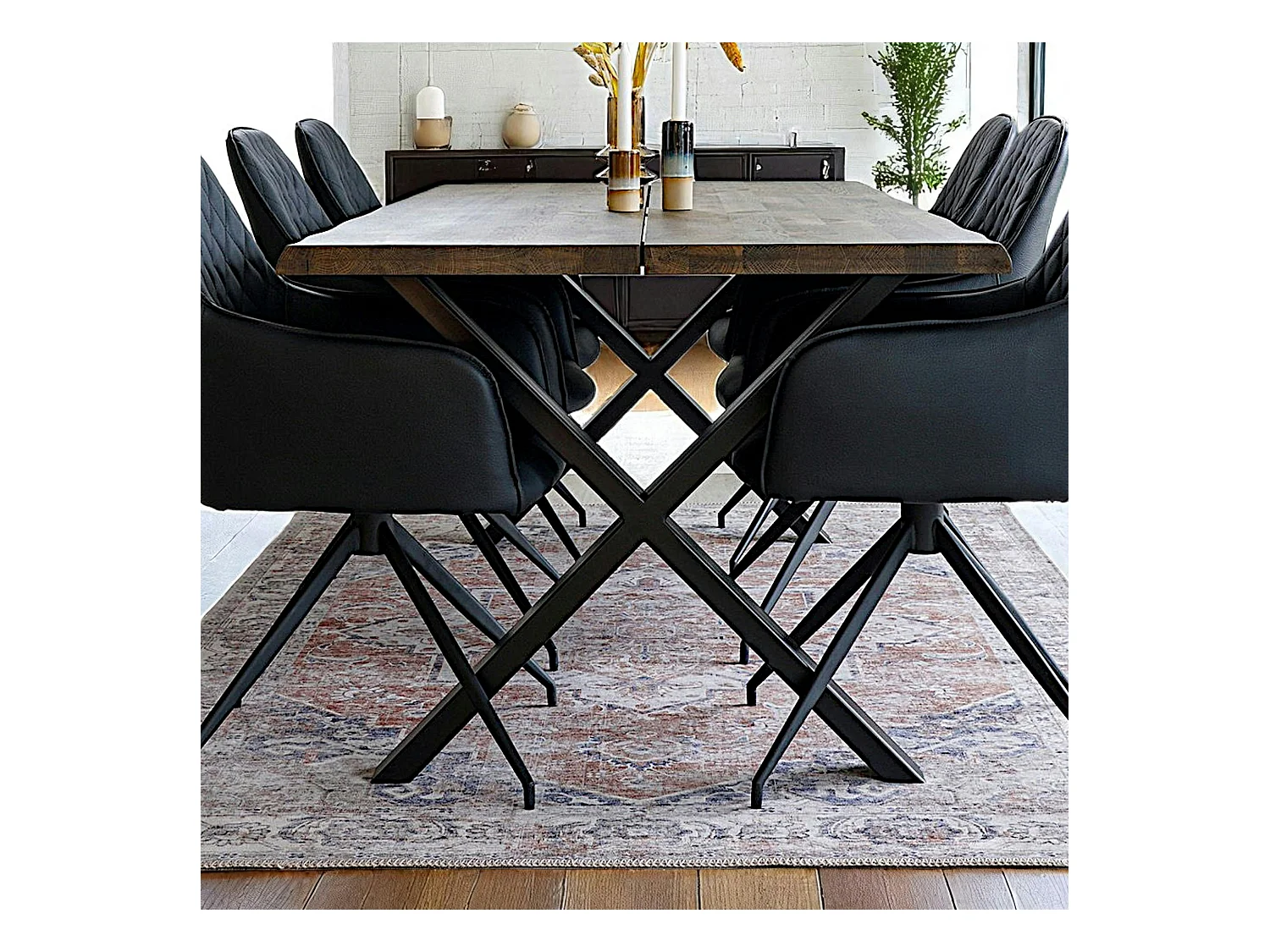 Tapis vintage orange et bleu à motifs traditionnels 160x230 cm FEZ