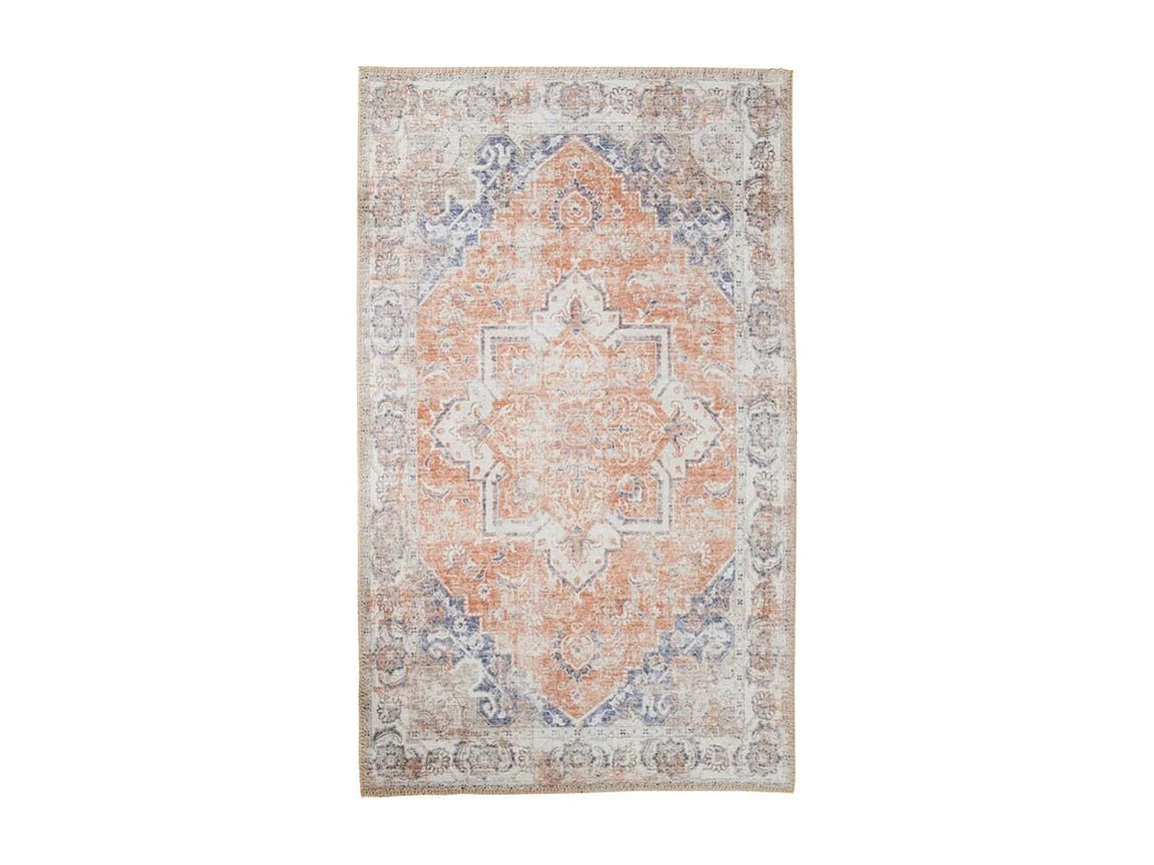 Tapis vintage orange et bleu à motifs traditionnels 160x230 cm FEZ