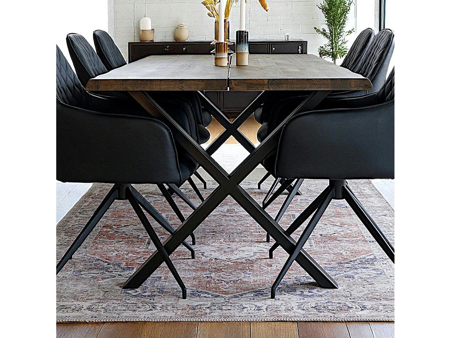 Tapis vintage orange et bleu à motifs traditionnels 160x230 cm FEZ