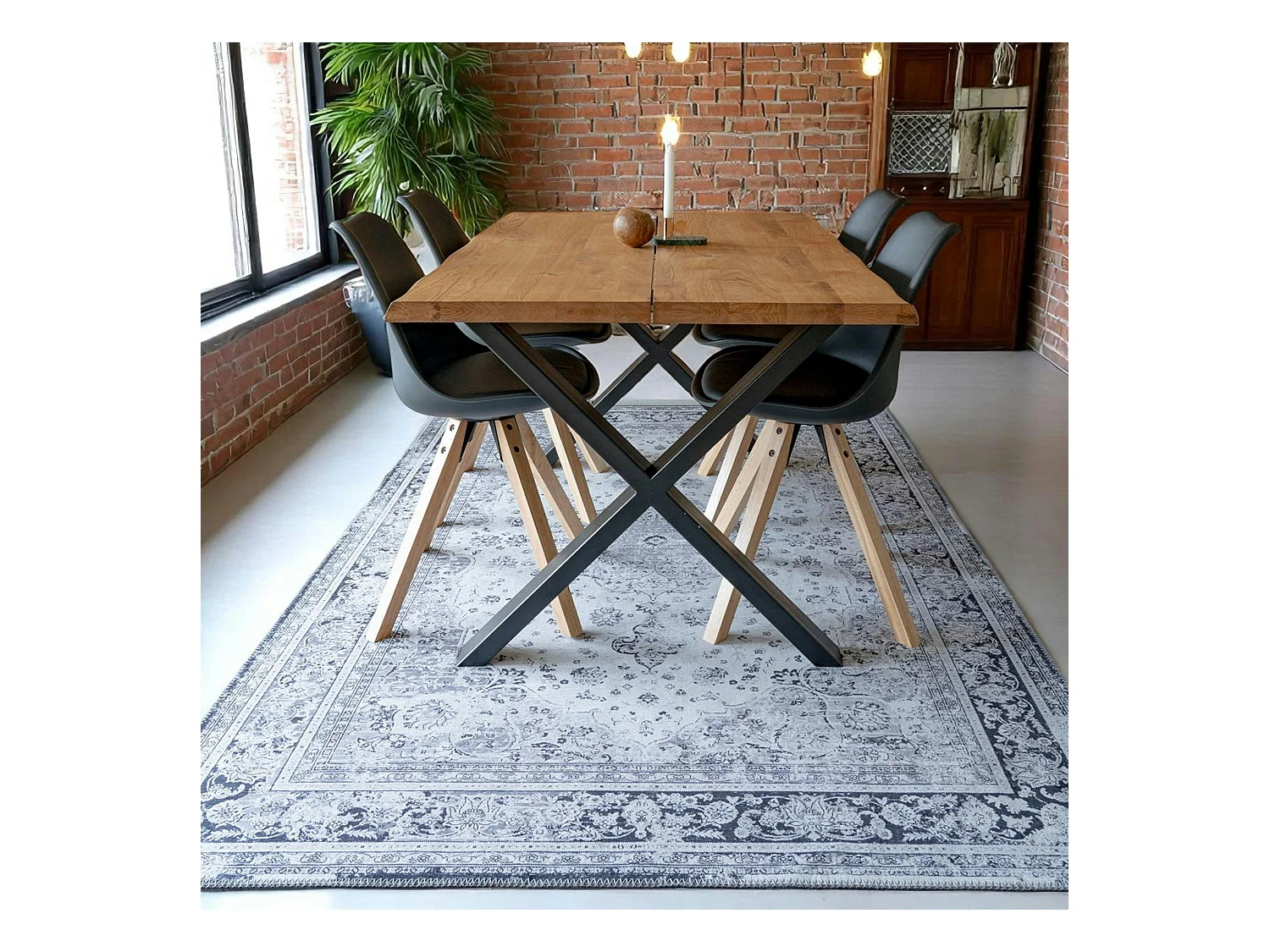 Tapis vintage noir et blanc à motifs traditionnels 200x300 cm FEZ