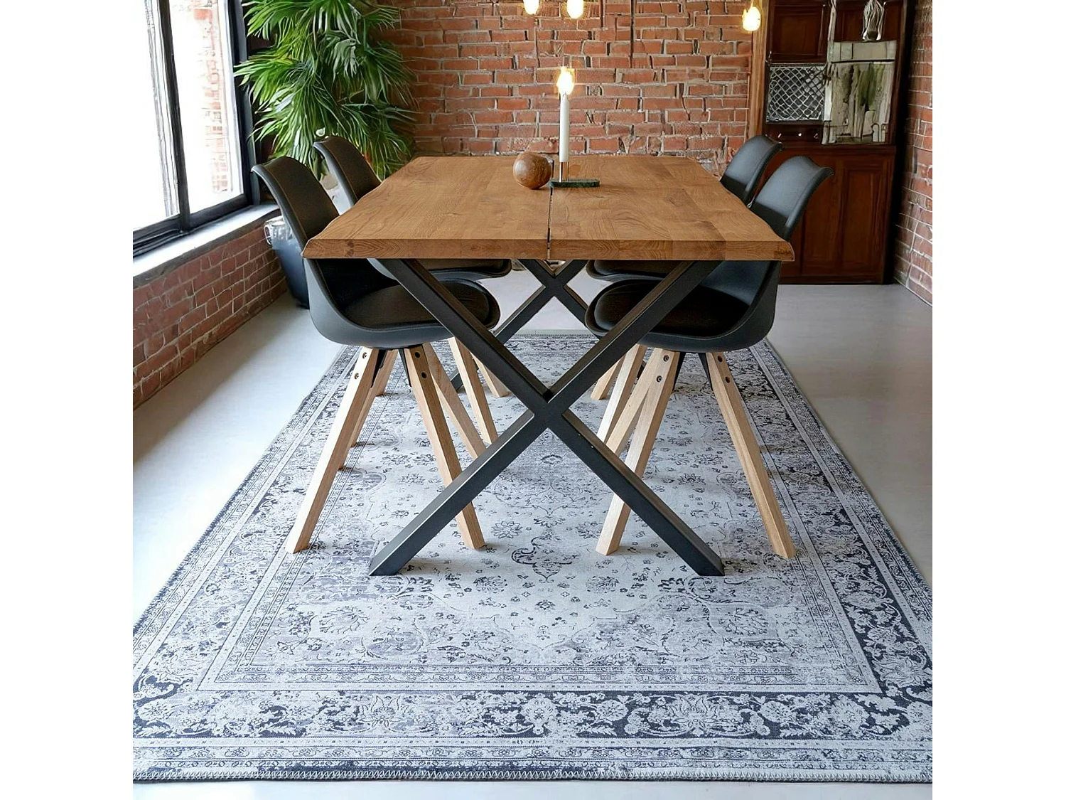 Tapis vintage noir et blanc à motifs traditionnels 200x300 cm FEZ