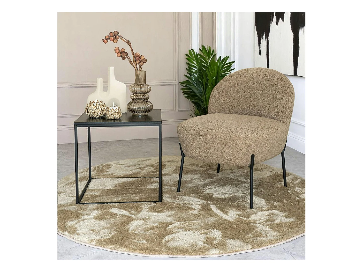 Tapis rond beige sable ø160 cm FEZ