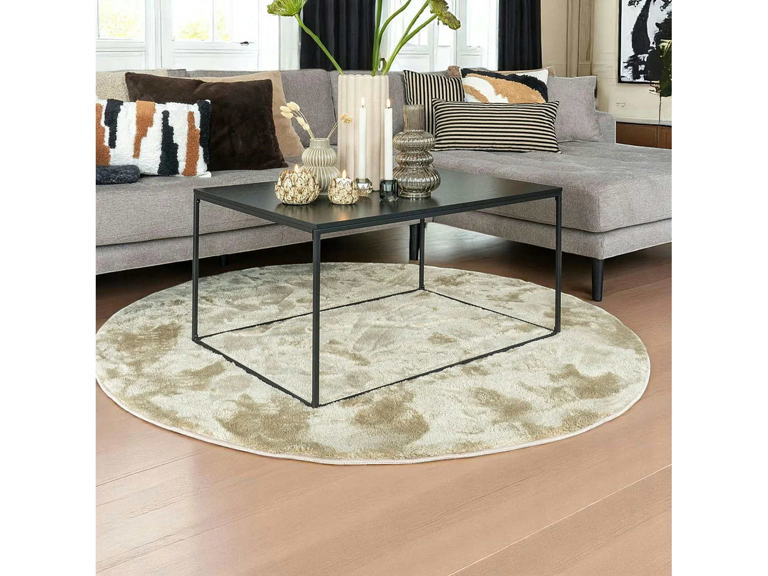 Tapis rond beige sable ø160 cm FEZ