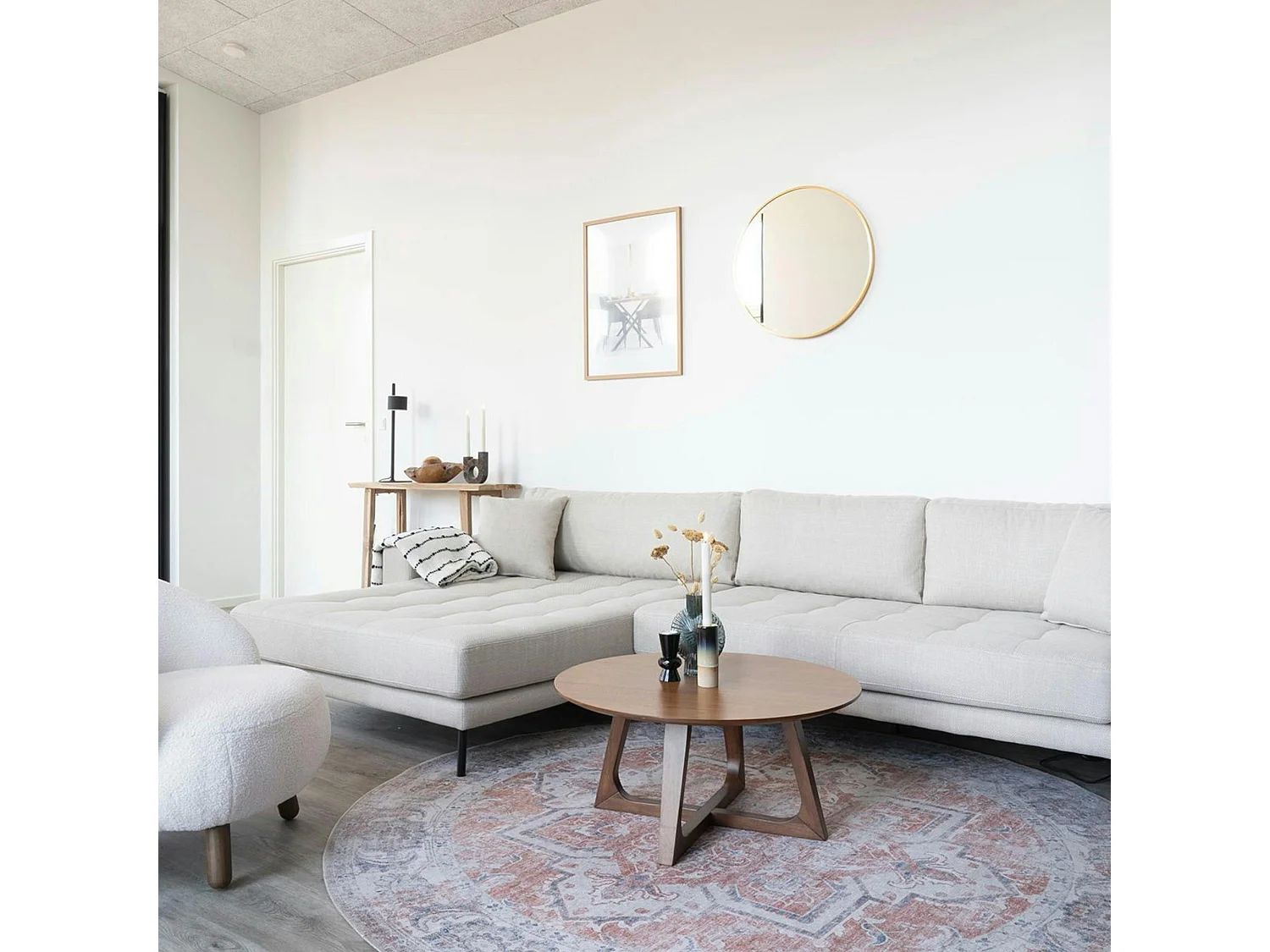 Tapis rond vintage, tons orange et bleu ø200 cm FEZ