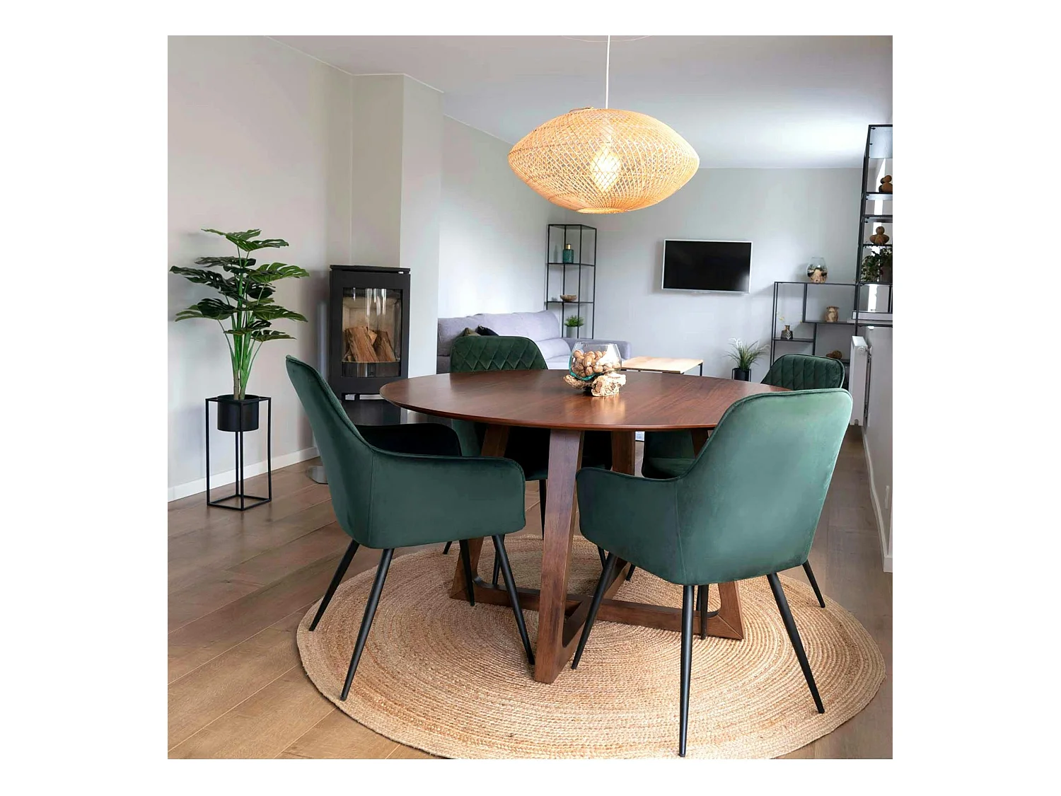 Tapis rond en jute tressée Ø180 cm - style bohème et nature FEZ