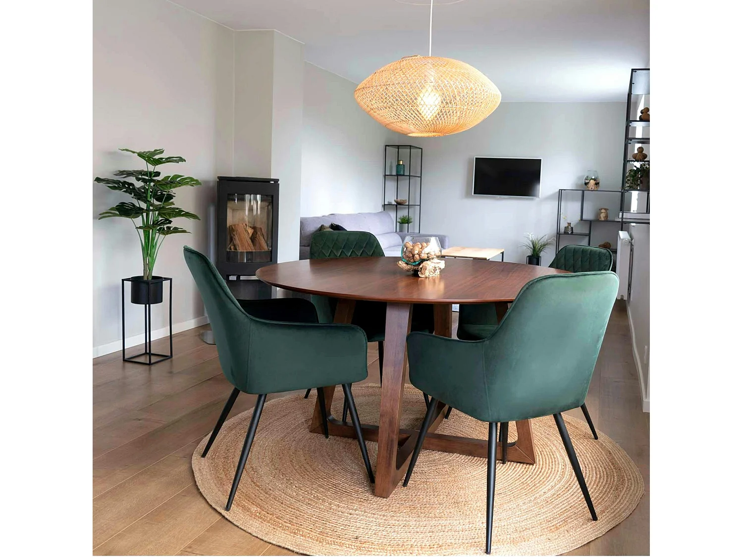 Tapis rond en jute tressée Ø180 cm - style bohème et nature FEZ