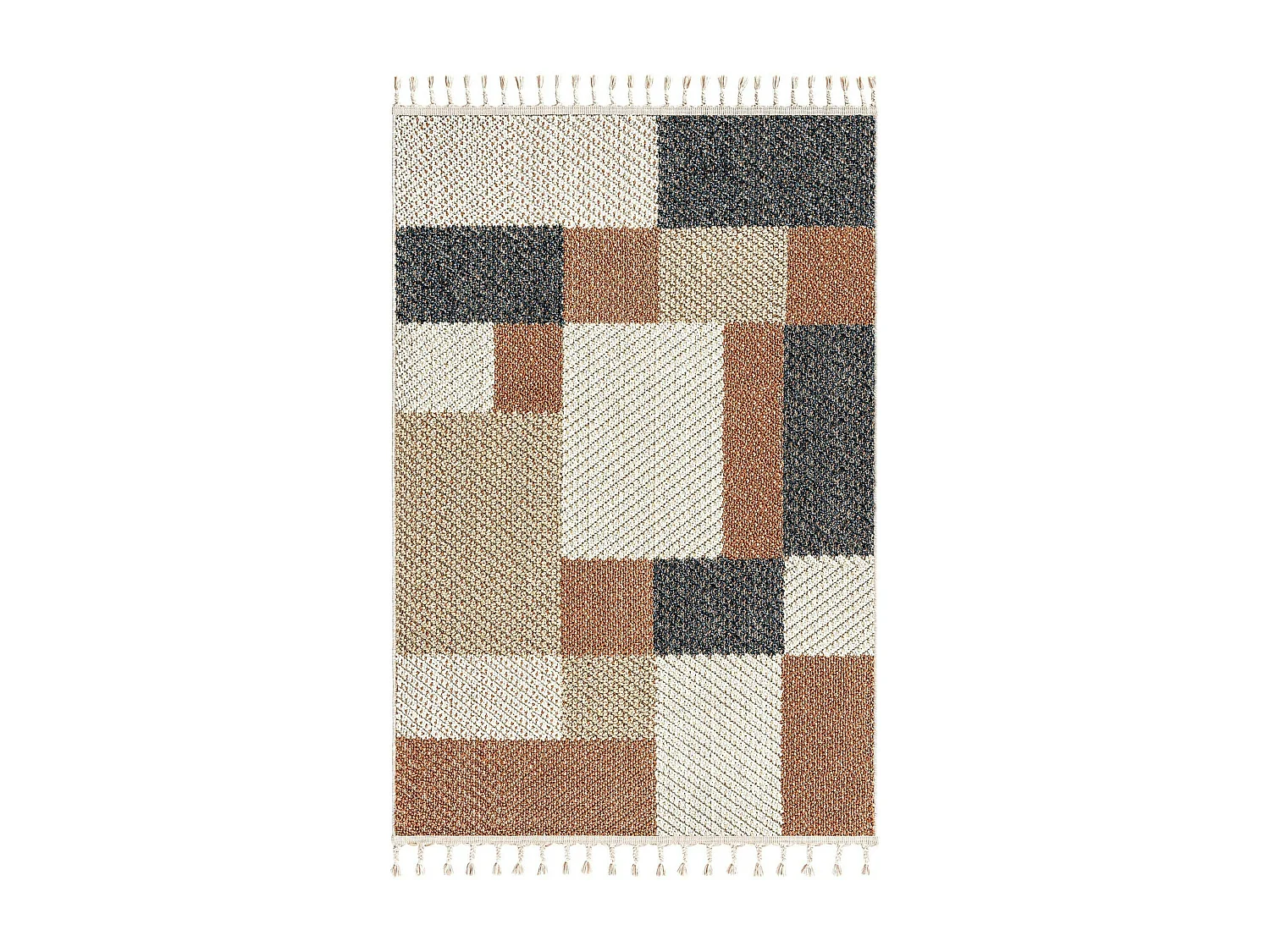 Tapis terracotta – motifs carrés, 120x180 cm ISTANBUL