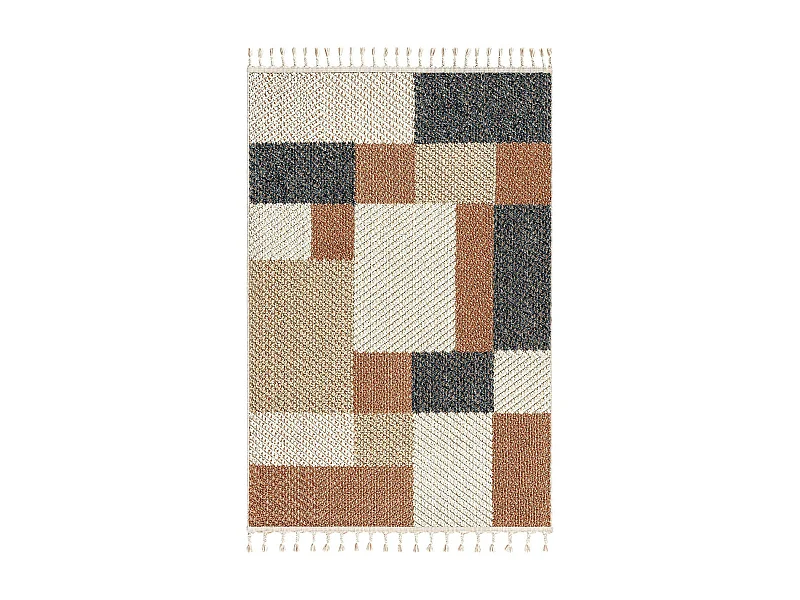 Tapis terracotta – motifs carrés, 120x180 cm ISTANBUL