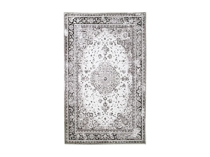 Tapis vintage noir et blanc à motifs traditionnels 160x230 cm FEZ