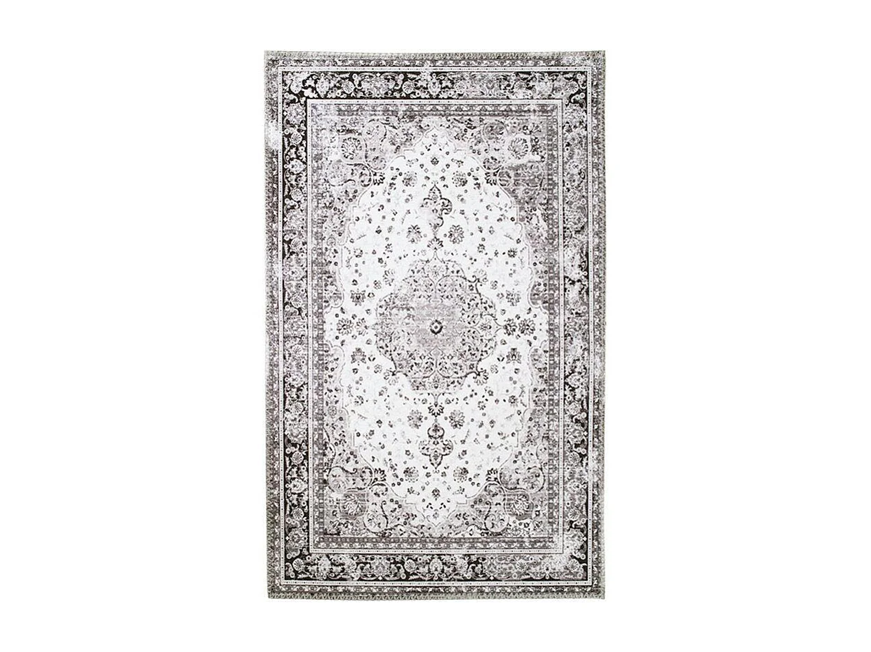 Tapis vintage noir et blanc à motifs traditionnels 160x230 cm FEZ