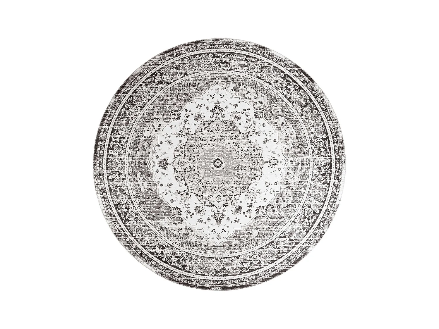 Tapis rond noir et blanc style vintage ø200 cm FEZ