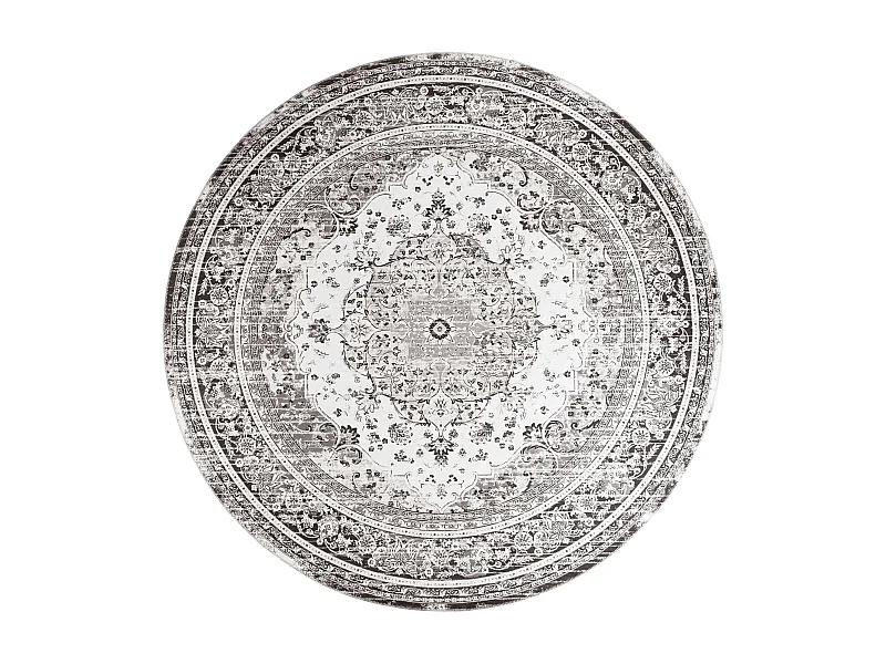 Tapis rond noir et blanc style vintage ø200 cm FEZ