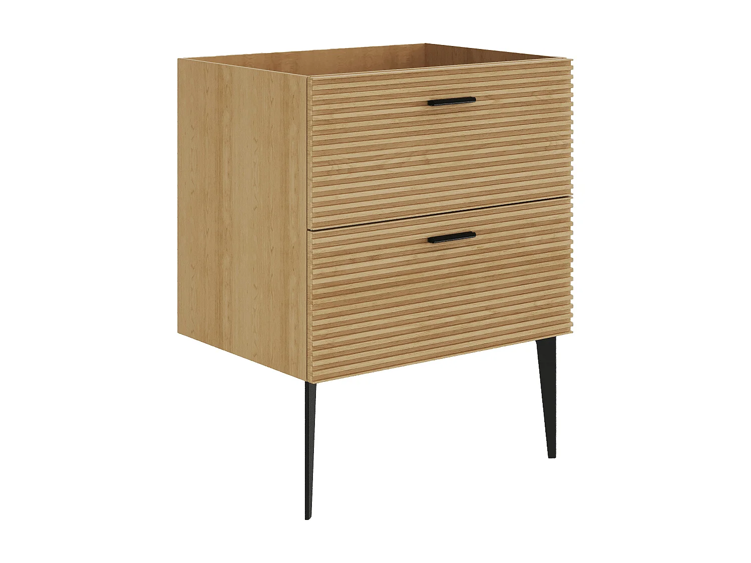 Szafka pod umywalkę rowkowana na nóżkach - 2 szuflady - Jasny naturalny - 60 cm - SARONE