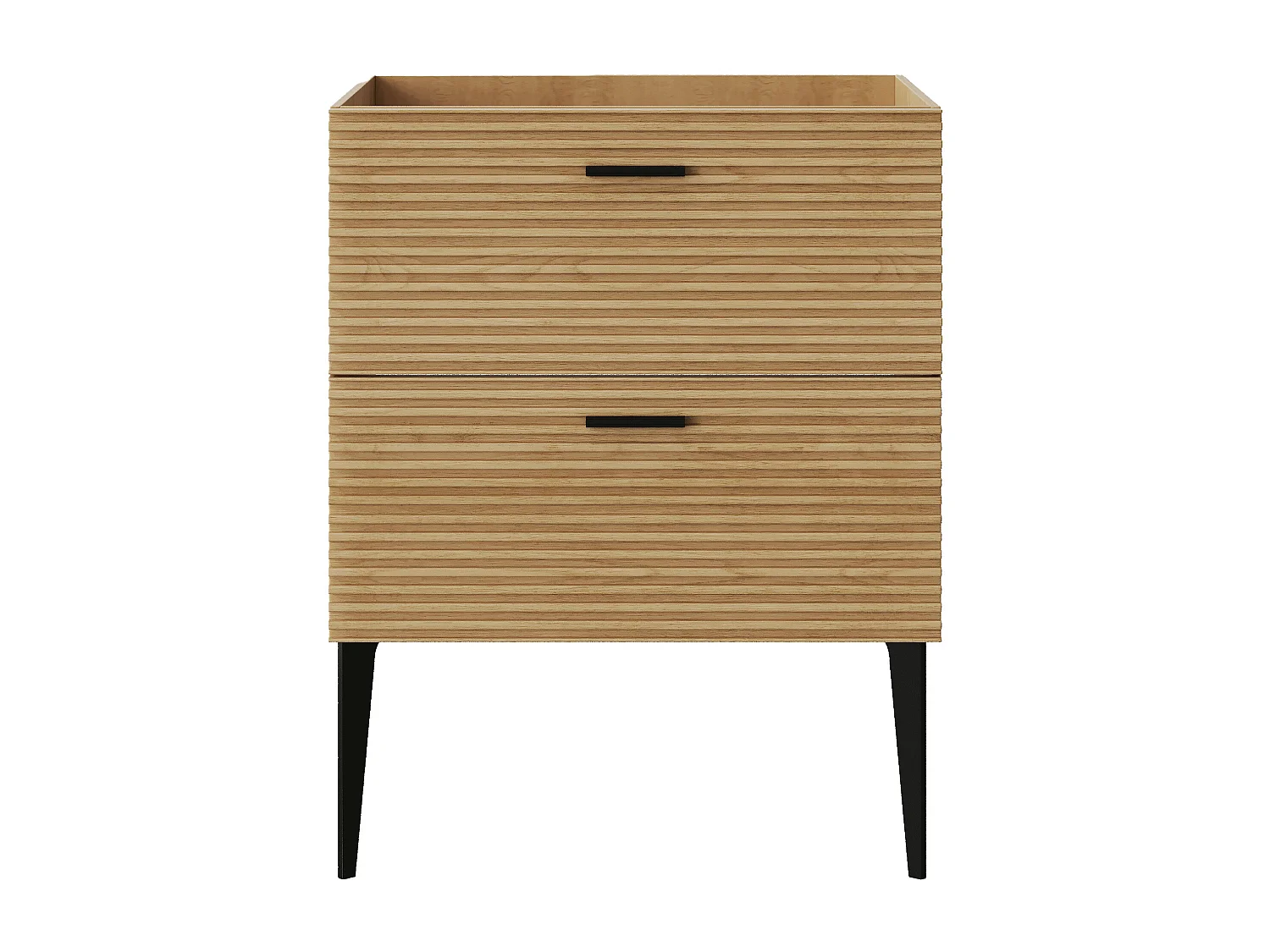 Szafka pod umywalkę rowkowana na nóżkach - 2 szuflady - Jasny naturalny - 60 cm - SARONE