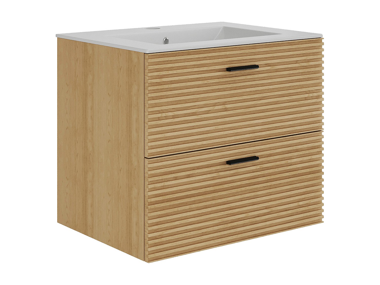 Badezimmermöbel geriffelt hängend mit Einbauwaschbecken - 2 Schubladen - Na günstig online kaufen