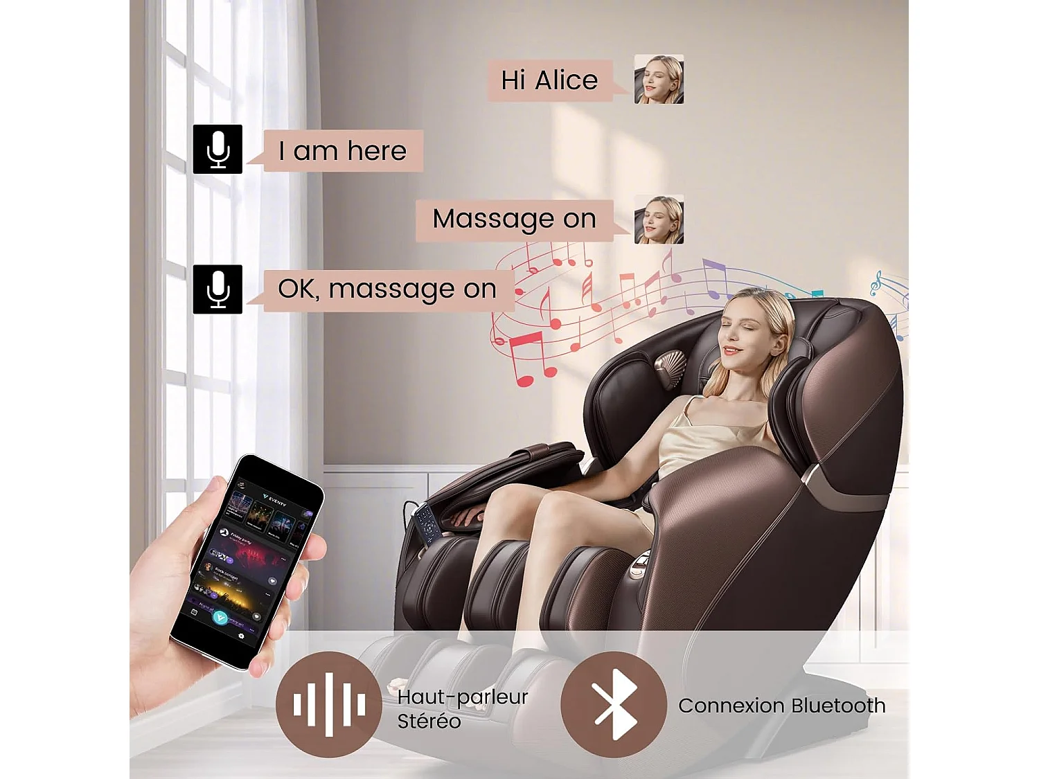 Fauteuil de Massage Électrique, Fauteuil Shiatsu Inclinable Zéro Gravité SL Track avec 12 Modes Prédéfinis Système de Chauffage Massage à Air Intégré (Marron)