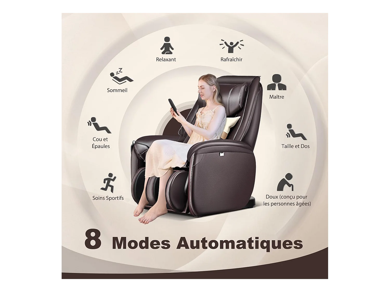 Fauteuil de Massage à Gravité Zéro avec Rail SL, Inclinable avec Massage Complet du Corps Chauffage du Dos Détection Auto des Épaules (Noir)