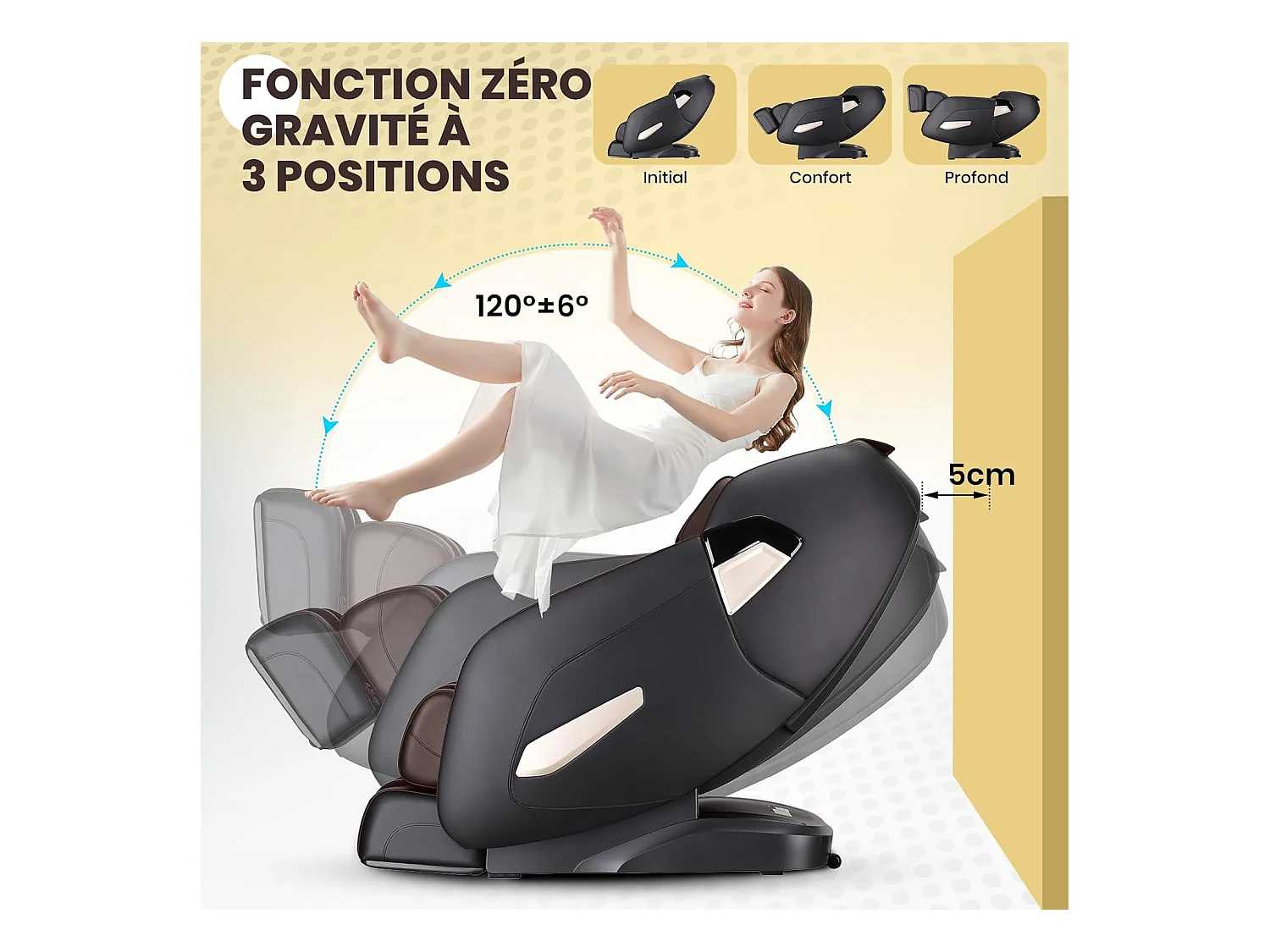 Fauteuil de Massage Électrique, Fauteuil de Massage Shiatsu Rail SL avec 12 Programmes Automatiques, 6 Techniques de Massage et Rouleau pour Pieds (Brun)