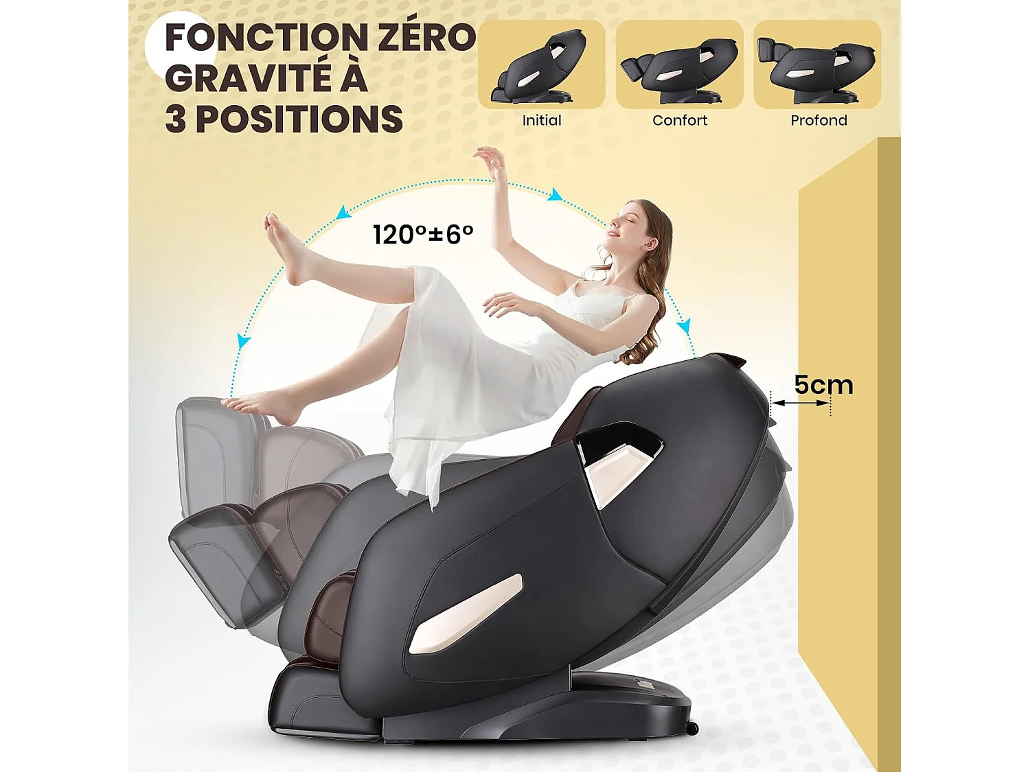 Fauteuil de Massage Électrique, Fauteuil de Massage Shiatsu Rail SL avec 12 Programmes Automatiques, 6 Techniques de Massage et Rouleau pour Pieds (Brun)