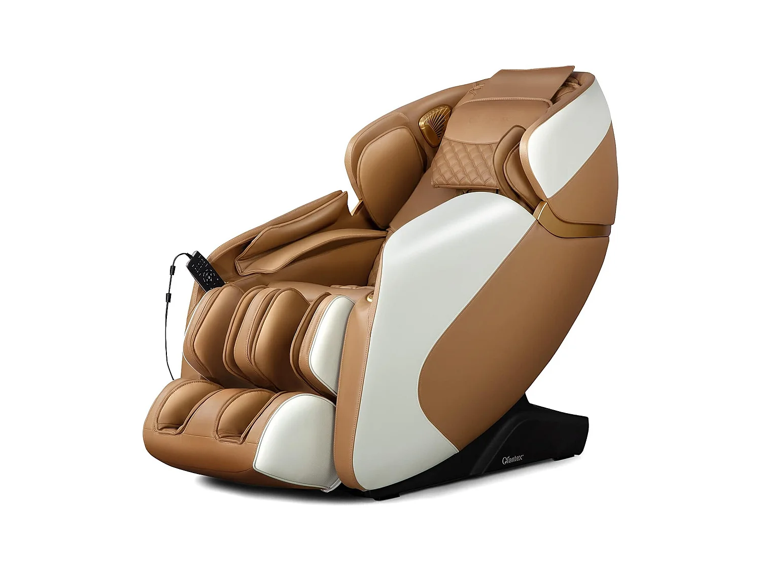 Fauteuil de Massage Électrique, Fauteuil Shiatsu Inclinable Zéro Gravité SL Track avec 12 Modes Prédéfinis Système de Chauffage Massage à Air Intégré (Café)