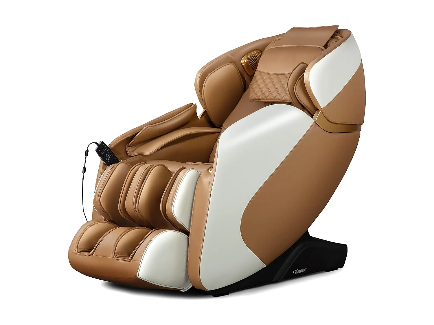 Fauteuil de Massage Électrique, Fauteuil Shiatsu Inclinable Zéro Gravité SL Track avec 12 Modes Prédéfinis Système de Chauffage Massage à Air Intégré (Café)