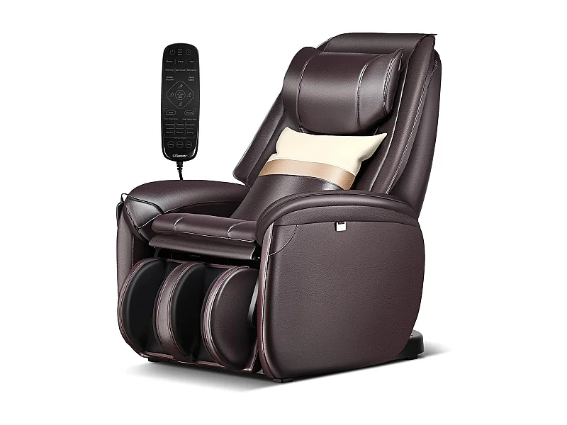 Fauteuil de Massage à Gravité Zéro avec Rail SL, Inclinable avec Massage Complet du Corps Chauffage du Dos Détection Auto des Épaules (Marron)