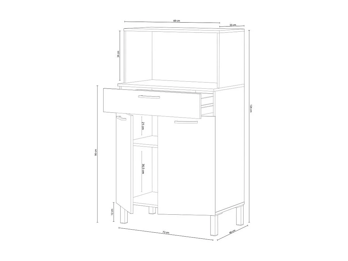 Alacena cocina Colin 2 Puertas Blanco Artik (Blanco Mate) - Roble Canadian