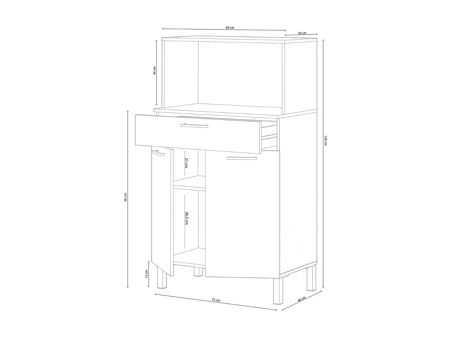 Alacena cocina Colin 2 Puertas Blanco Artik (Blanco Mate) - Roble Canadian