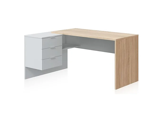 Mesa de escritorio Work Blanco Artik (Blanco Mate) - Roble Canadian