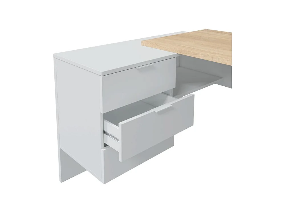 Mesa de escritorio Work Blanco Artik (Blanco Mate) - Roble Canadian