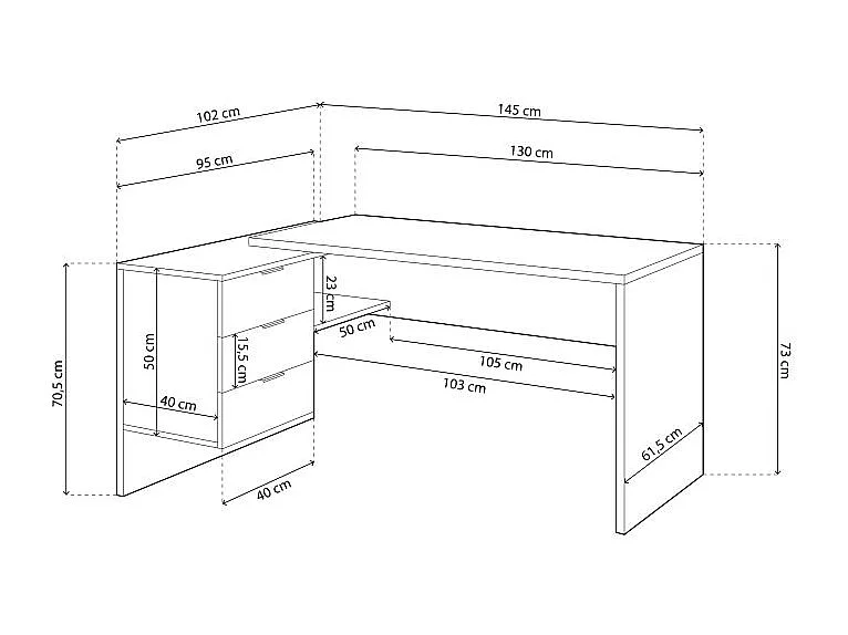 Mesa de escritorio Work Blanco Artik (Blanco Mate) - Roble Canadian