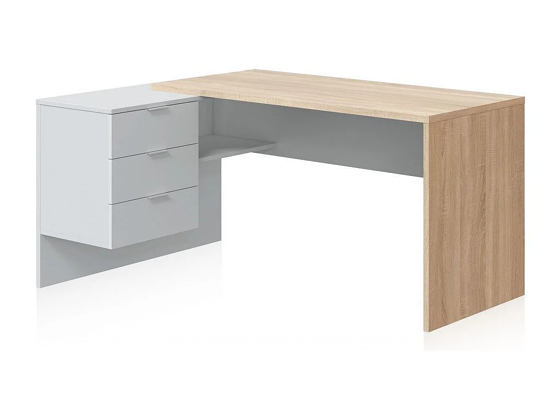 Mesa de escritorio Work Blanco Artik (Blanco Mate) - Roble Canadian