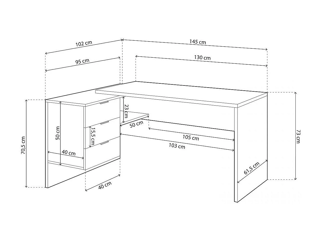 Mesa de escritorio Work Blanco Artik (Blanco Mate) - Roble Canadian