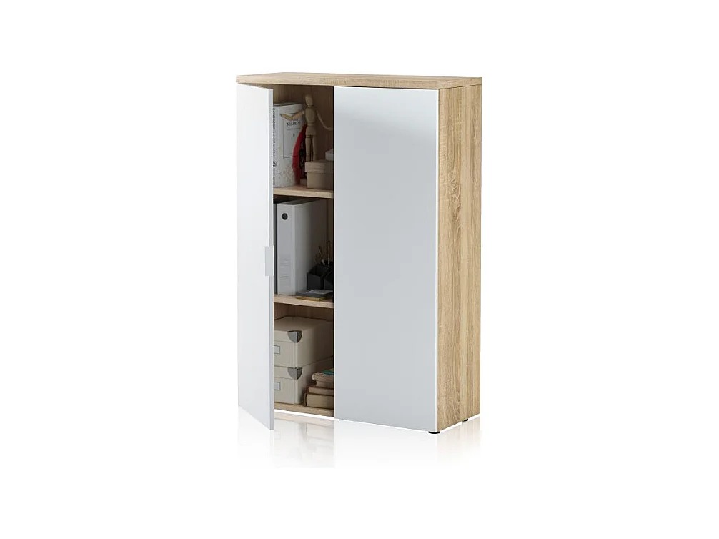 Armario auxiliar Work Blanco Artik (Blanco Mate) - Roble Canadian