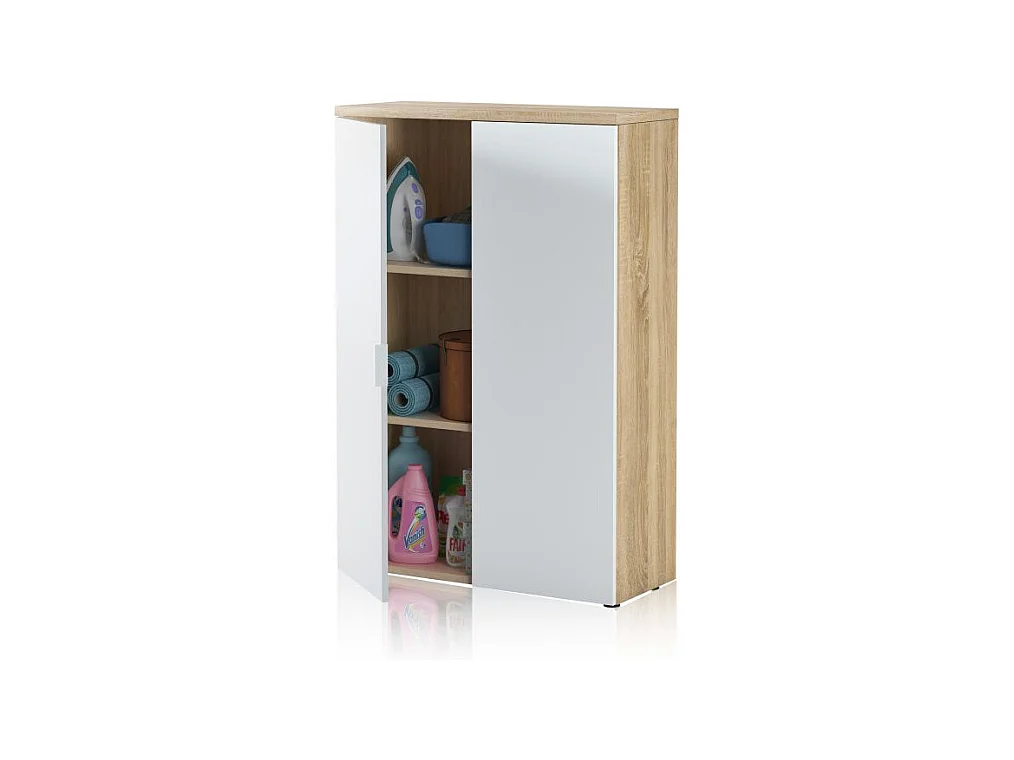 Armario auxiliar Work Blanco Artik (Blanco Mate) - Roble Canadian