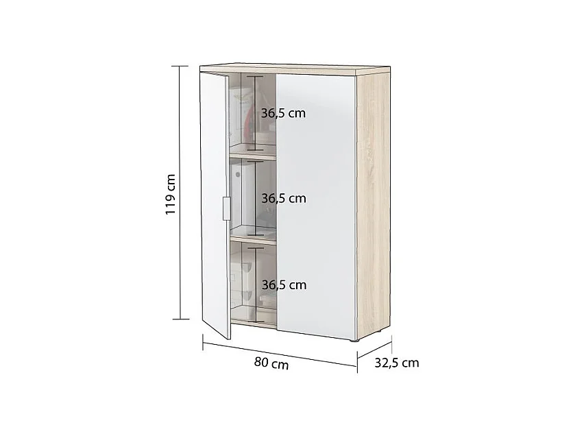 Armario auxiliar Work Blanco Artik (Blanco Mate) - Roble Canadian